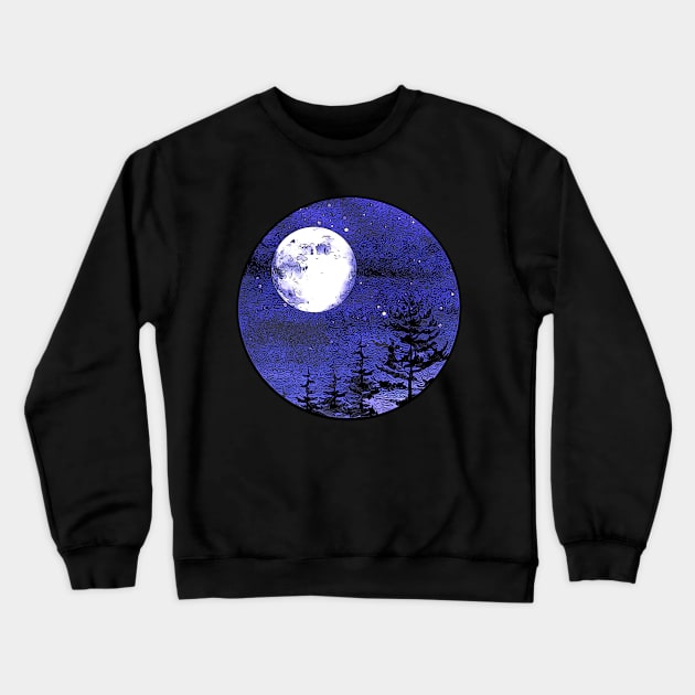 Nigth sky and moon in forest Crewneck Sweatshirt by Collagedream